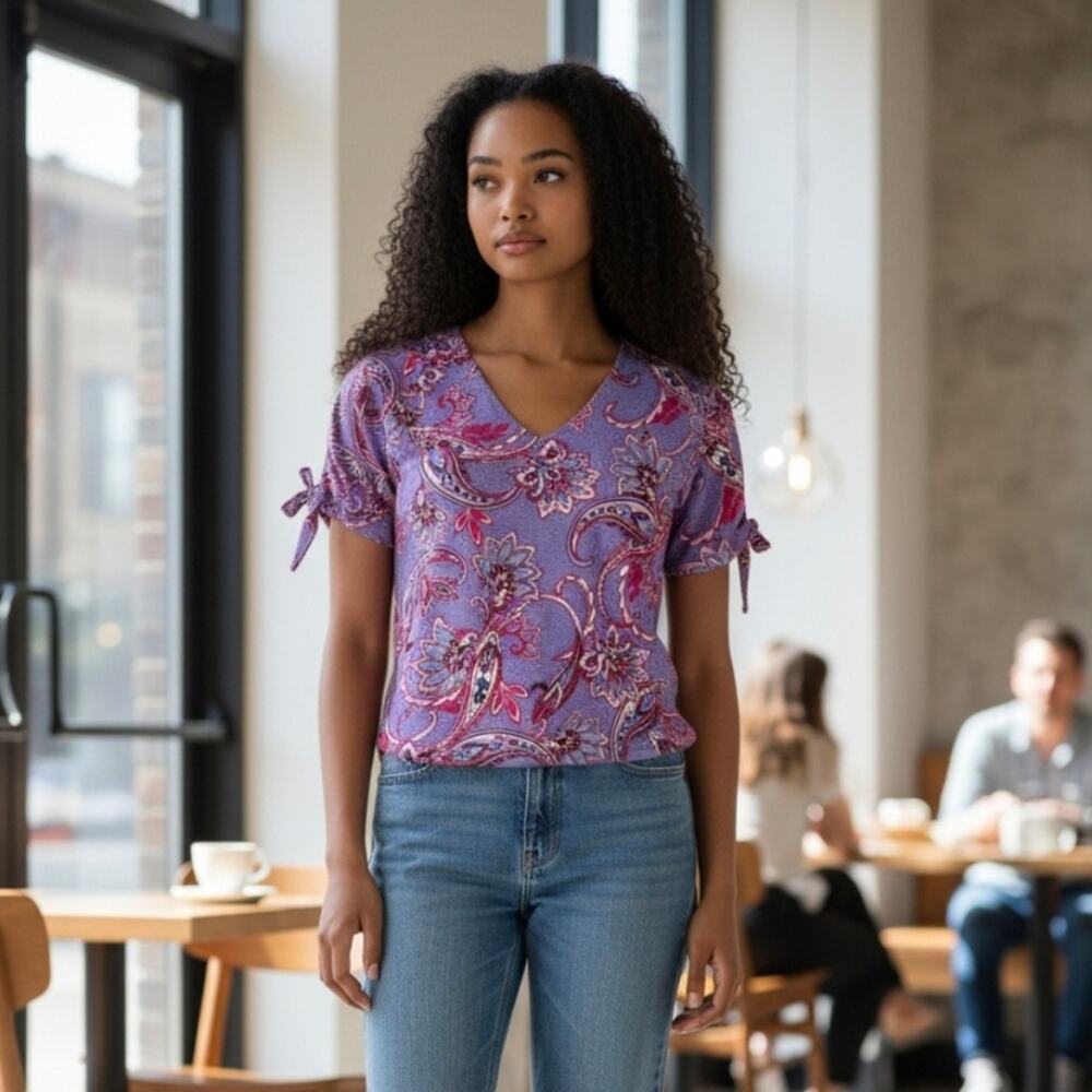 Liz Claiborn | NWT | Floral Paisley Top | Purple and Pink- Floral | XXL